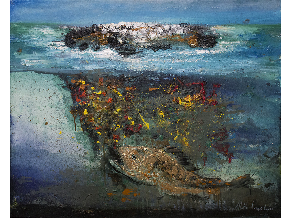 2.1 Pez de las profundidades, 2015, óleo sobre tela 80 x 100 cm 