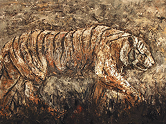  1 Díptico Tigres, 2011 Óleo sobre tela, 150 x 450
