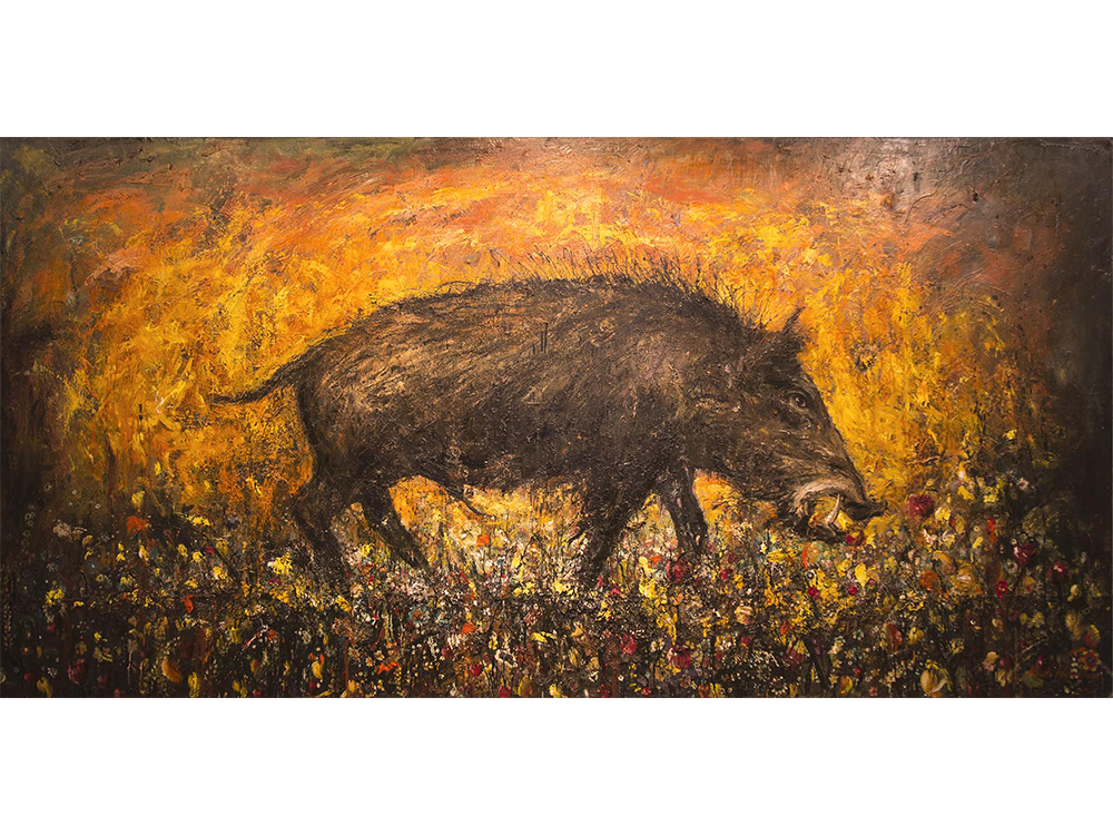 13.3 Jabalí, 2016, óleo sobre tela 200 x 400 cm 