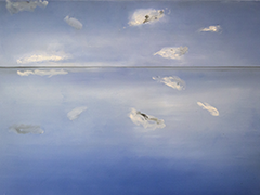 1 Reflexión de nubes sobre la superficie de la profundidad, 2016, óleo sobre tela 120 x 120 cm