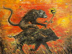 10 Lover monkey, 2016, óleo sobre tela 120 x 120 cm