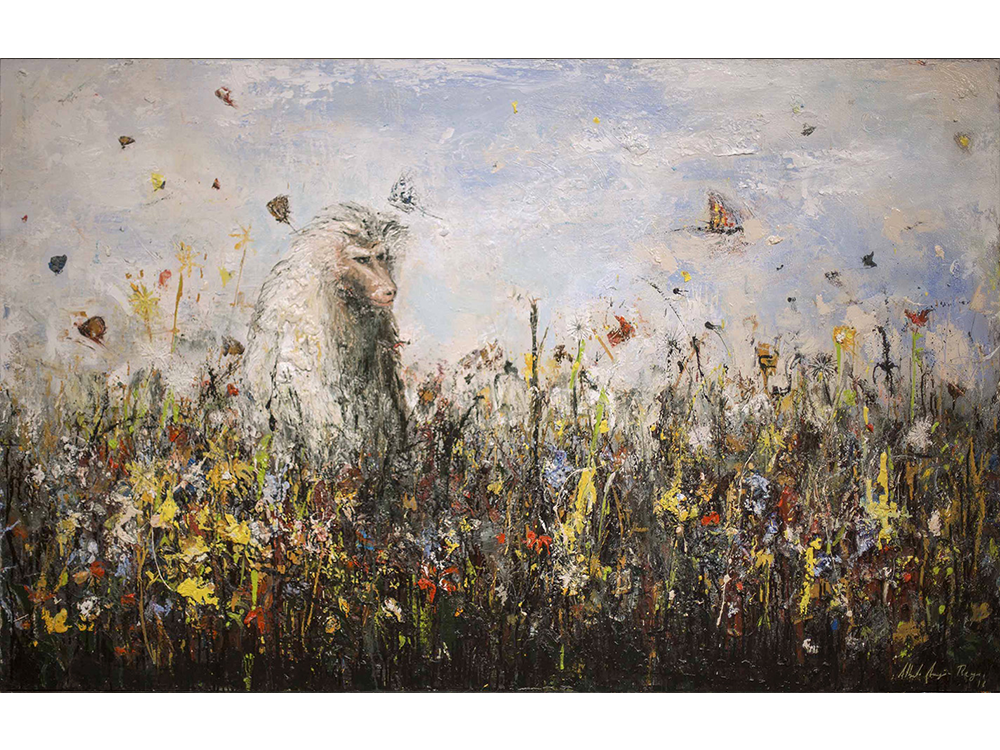 11.3 Mono blanco, 2016, óleo sobre tela 120 x 194 cm