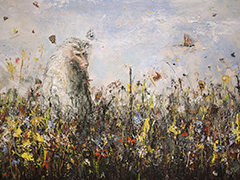 11.3 Mono blanco, 2016, óleo sobre tela 120 x 194 cm
