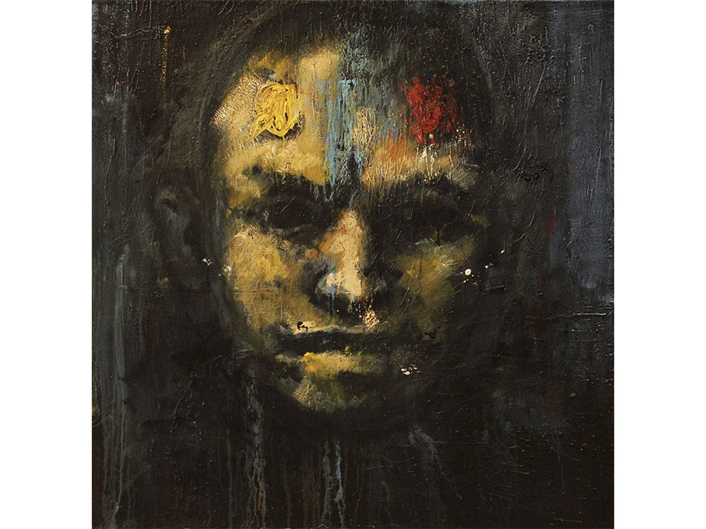  39 Dark self-portrait, oil on canvas 120 x 120 cm