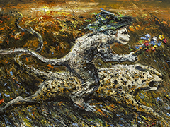  6 Jinete mono, 2015, óleo sobre tela 120 x 140 cm