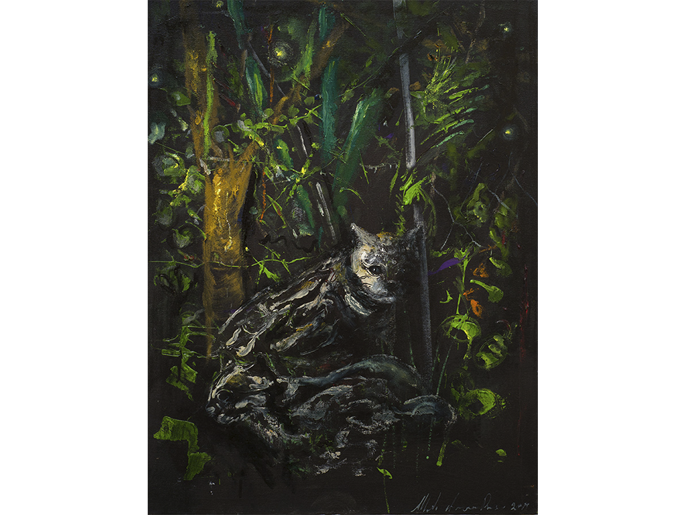 23 Rostros de la selva 4, óleo sobre tela, 80 x 155 cm 