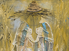 ESPANTAPÁJAROS PINTOR DEL CIELO Y DE LAS ESTRELLAS, óleo sobre tela, 100 x 80 cm